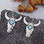 Cowboy Style Cattle Alloy Ear Hook with Turquoise Bull Head Earrings