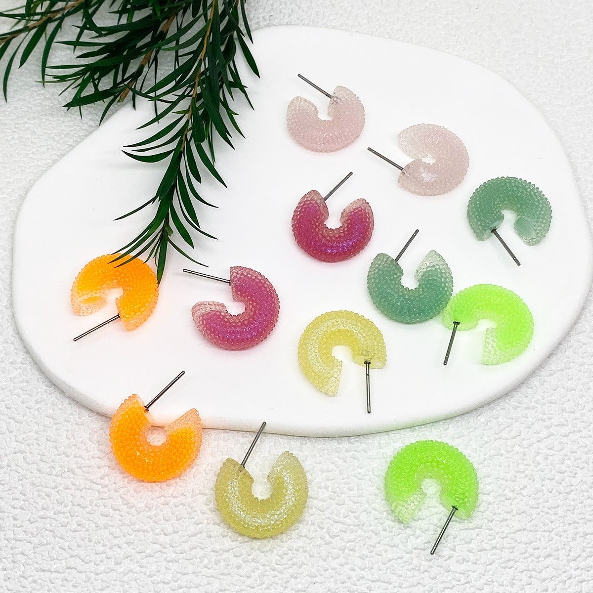 1 Pair Cute C Shape Acrylic Candy Color Earrings