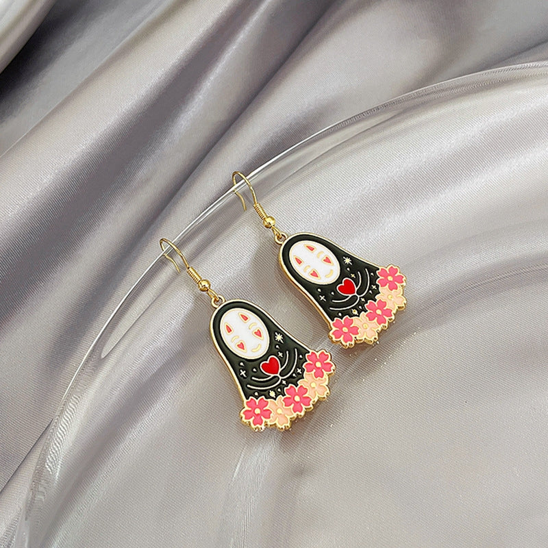 1 Pair Cute Cartoon No-Face Ghost Enamel Alloy Drop Earrings