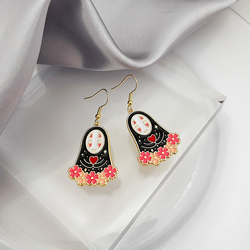 1 Pair Cute Cartoon No-Face Ghost Enamel Alloy Drop Earrings