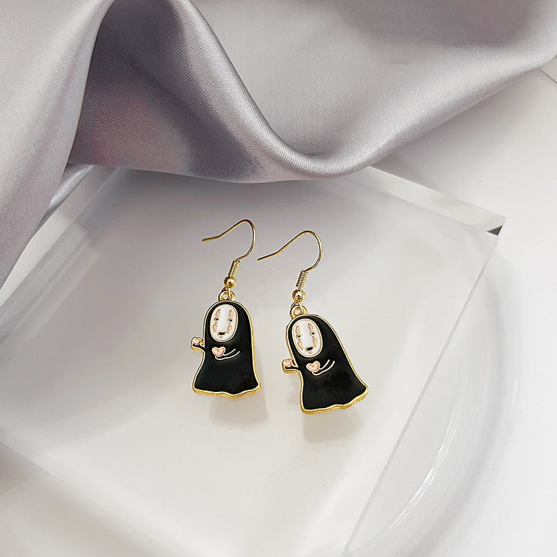 1 Pair Cute Cartoon No-Face Ghost Enamel Alloy Drop Earrings