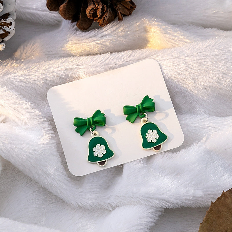 1 Pair Cute Christmas Tree Snowflake Reindeer Santa Alloy Drop Earrings