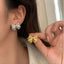 French Style Bow Knot Alloy & Titanium Steel Earrings - Light Luxury Stainless Steel Studs for Women