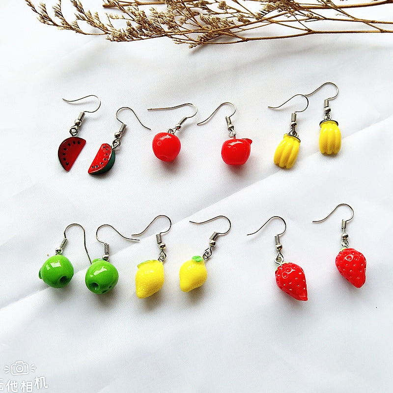 1 Pair Cute Fruit Resin Patchwork Women's Ear Hook