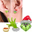 1 Pair Cute Geometric Christmas Hat Alloy Stud Earrings with Green Grinch Pendant