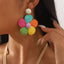 1 Pair Bohemian Flower Raffia Braid Drop Earrings