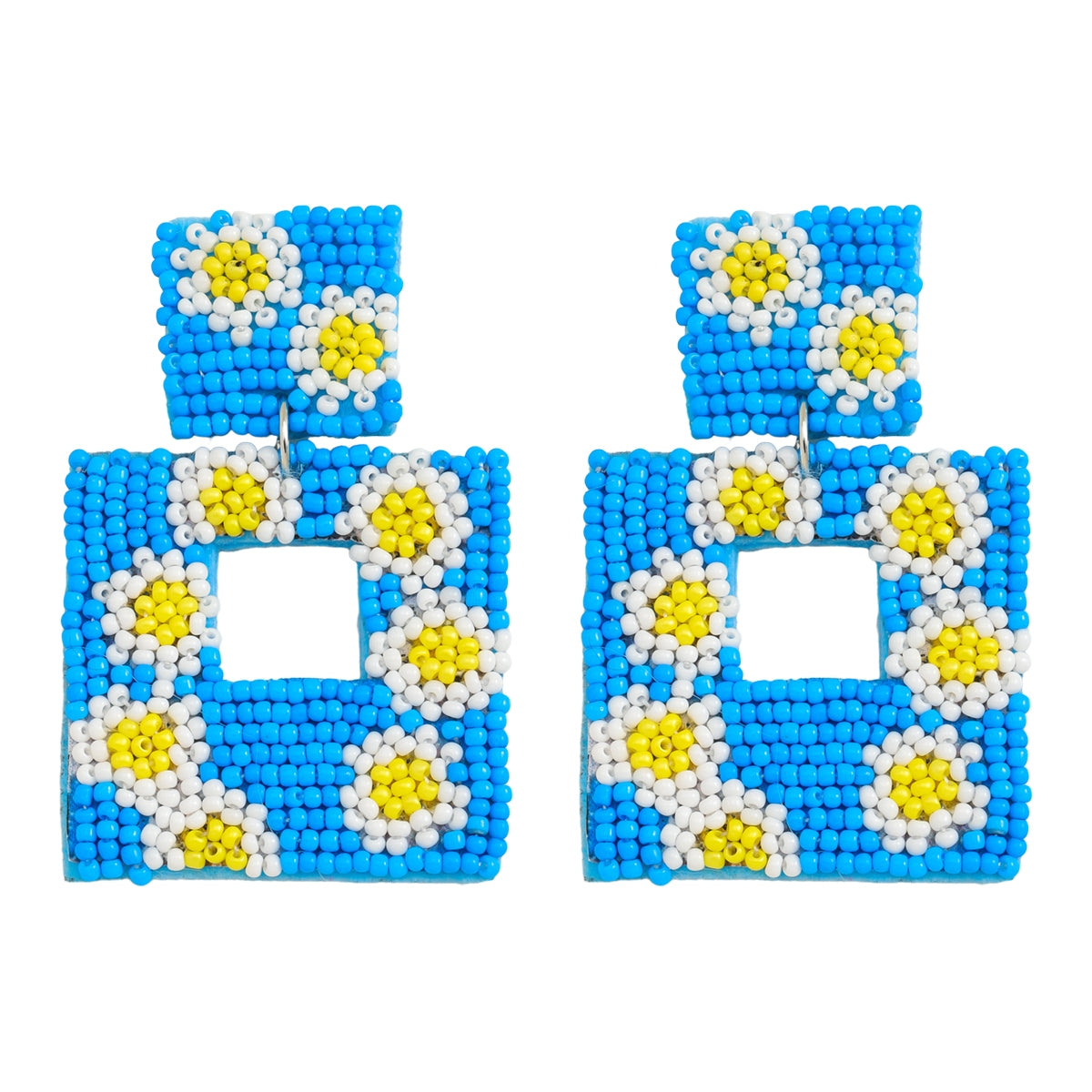 Pair of Cute Flower & Ocean-Themed Beaded Tassel Drop Earrings