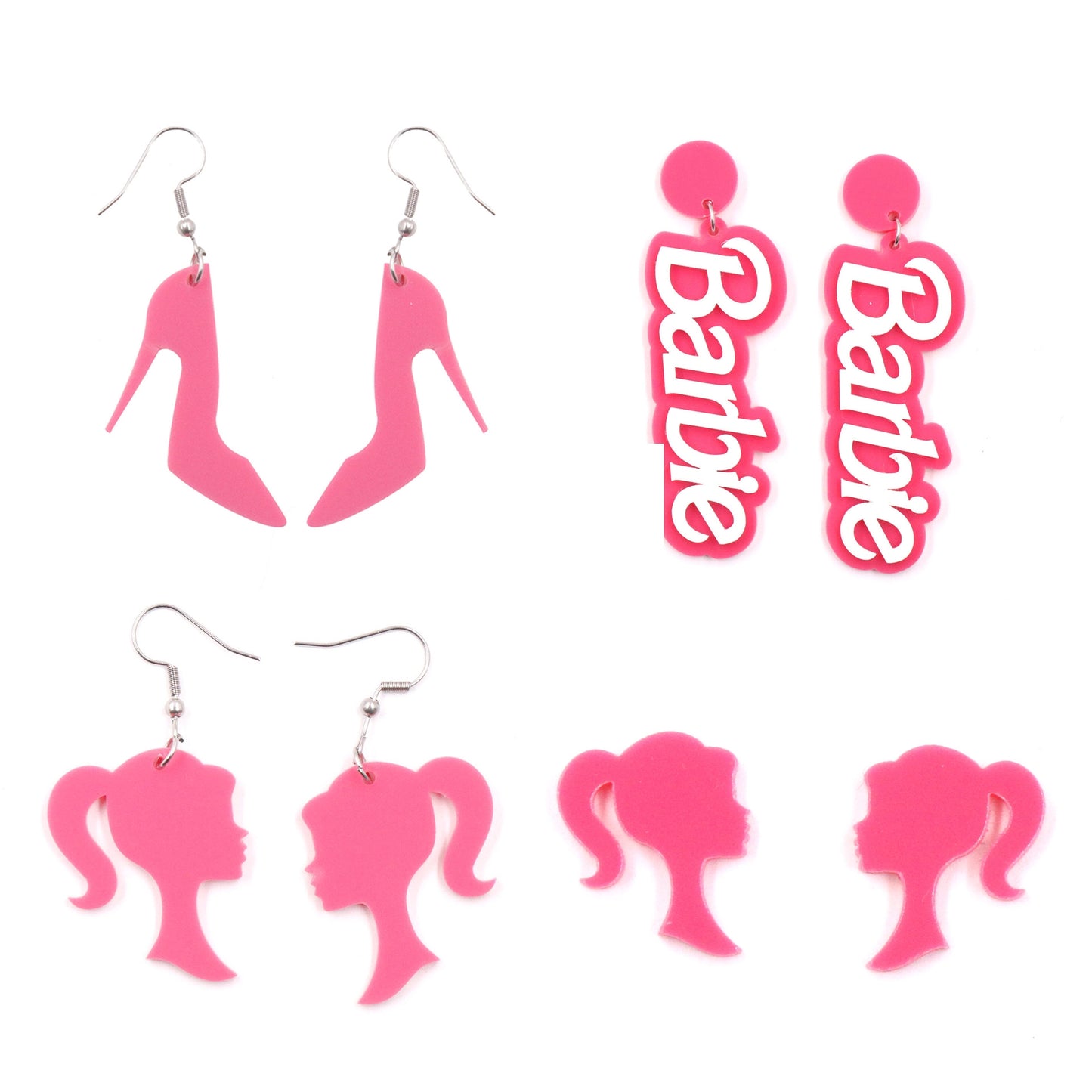 1 Pair Cute Cartoon Character Acrylic High Heel Earrings - Hot Pink Statement Jewelry