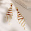 1 Pair Cute Simple Asymmetrical Blue Natural Stone Copper Chain Tassel Drop Earrings