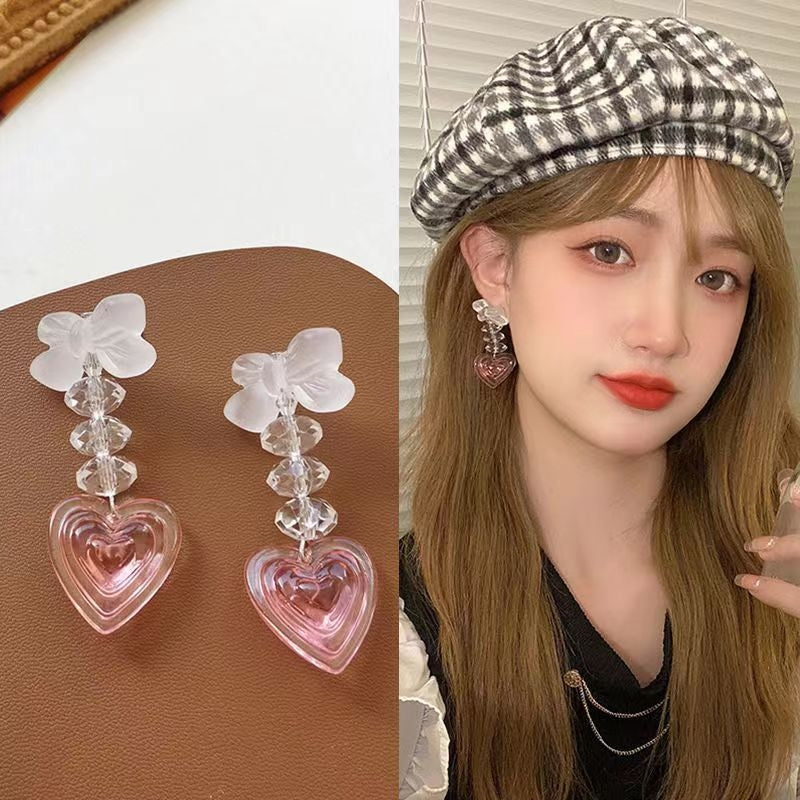 Vintage Sweetheart Bow Knot Acrylic Drop Earrings