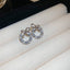 Elegant Bow Knot Pearl and Diamond Stud Earrings - Silver Needle Fashion Jewelry