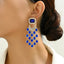 Elegant Zinc Alloy Glass Inlay Tassel Earrings