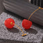 Elegant Cherry Drop Earrings - 18K Gold Plated Stainless Steel with Resin Accents