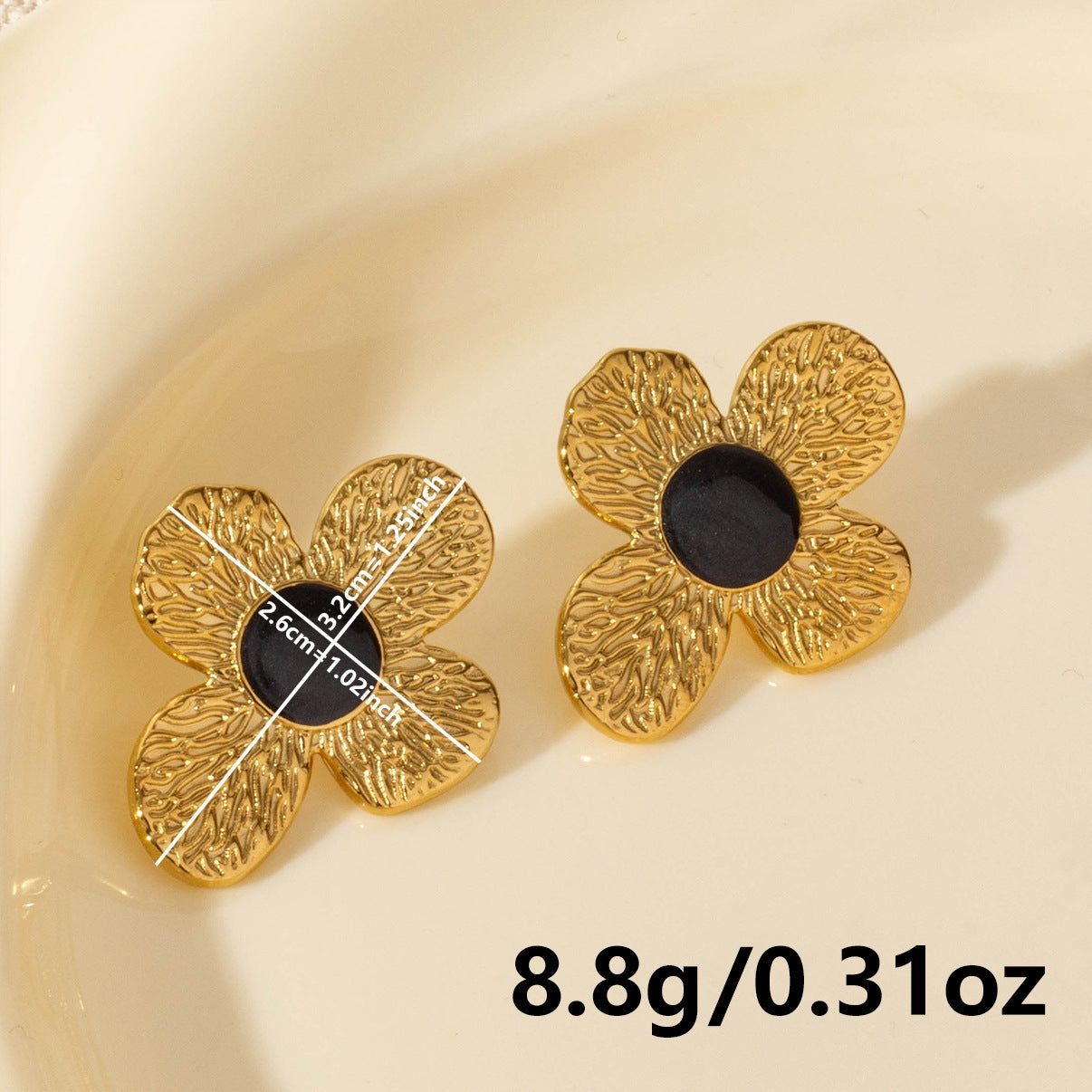 Elegant Flower Stainless Steel Stud Earrings - Modern Chic Design