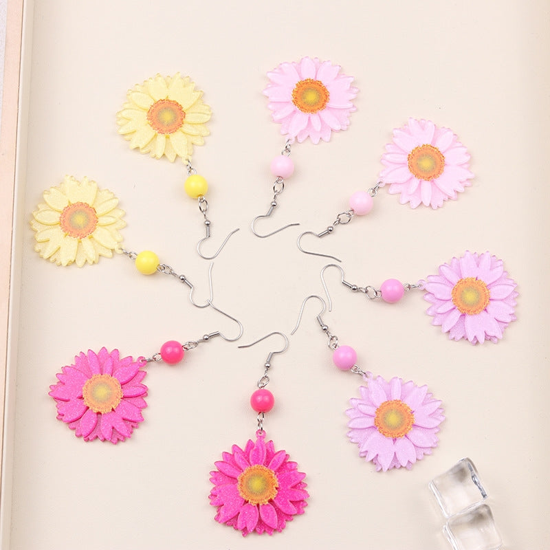 Elegant Daisy Acrylic Drop Earrings for Women