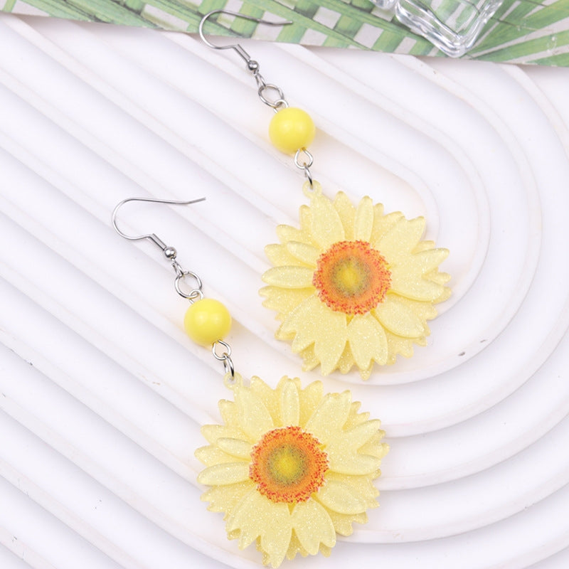 Elegant Daisy Acrylic Drop Earrings for Women