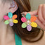 Elegant Floral Braid Inlay Pearl Rhinestone Stud Earrings