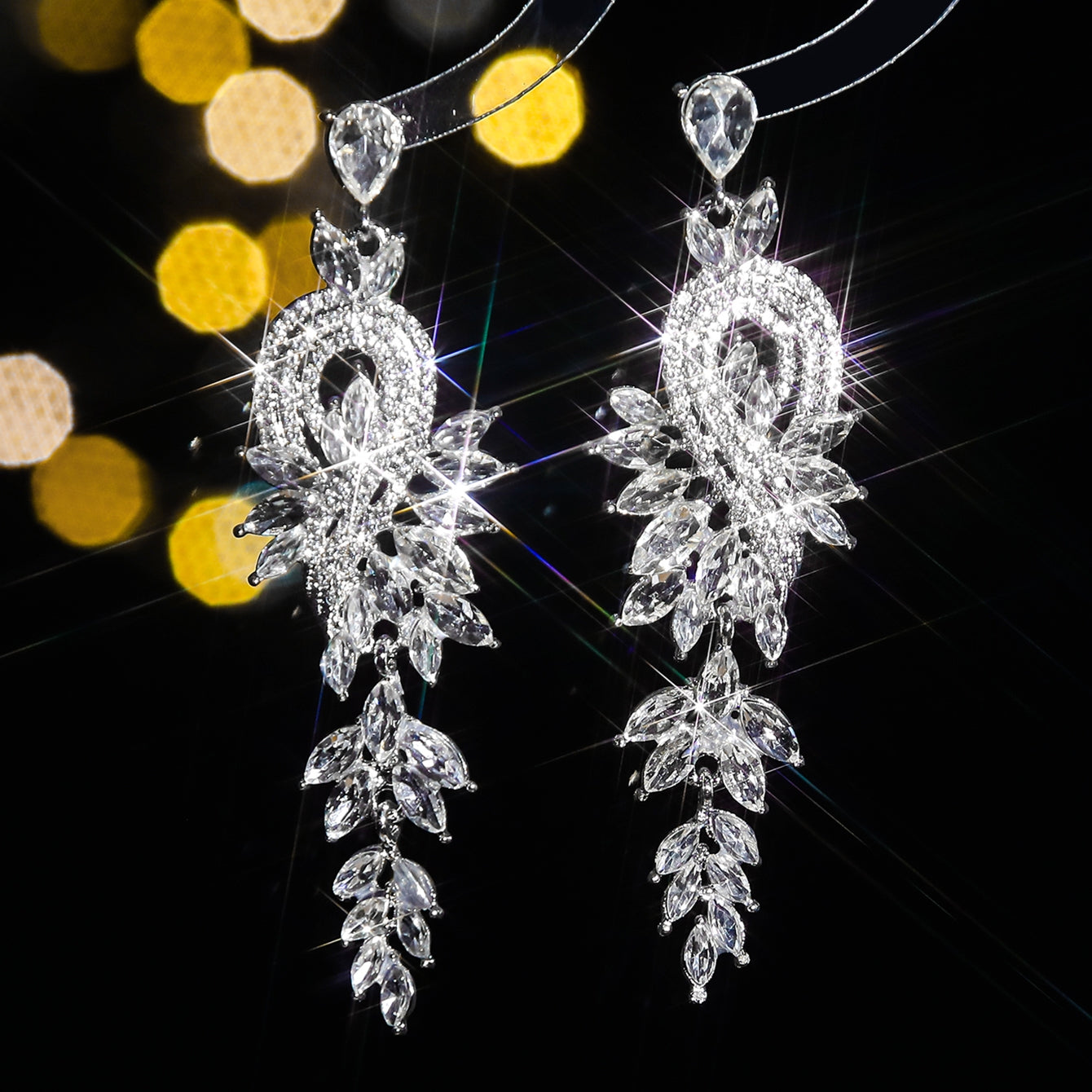 Elegant Geometric Zircon Rhinestone Drop Earrings