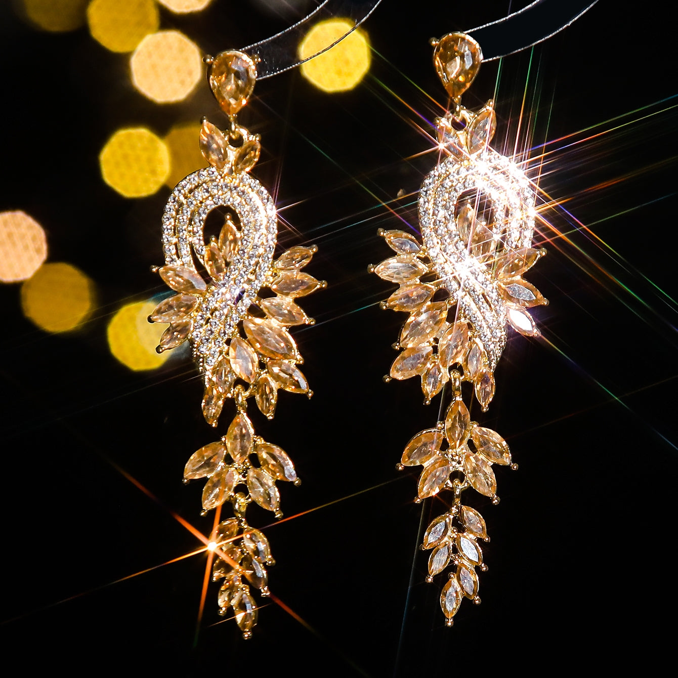 Elegant Geometric Zircon Rhinestone Drop Earrings