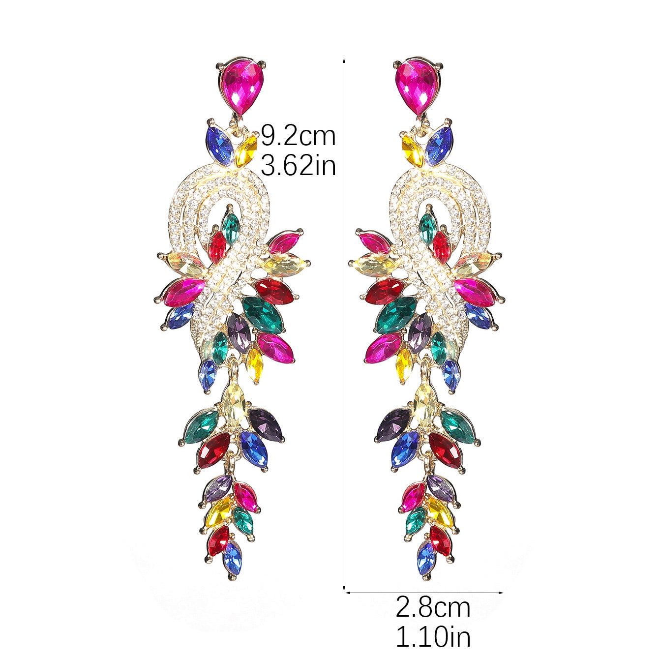 Elegant Geometric Zircon Rhinestone Drop Earrings