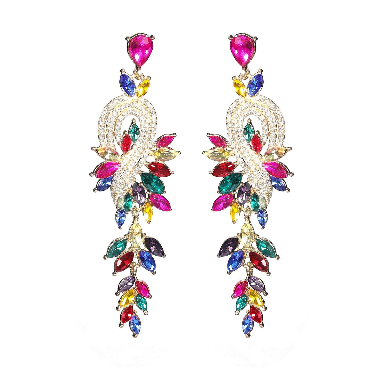 Elegant Geometric Zircon Rhinestone Drop Earrings