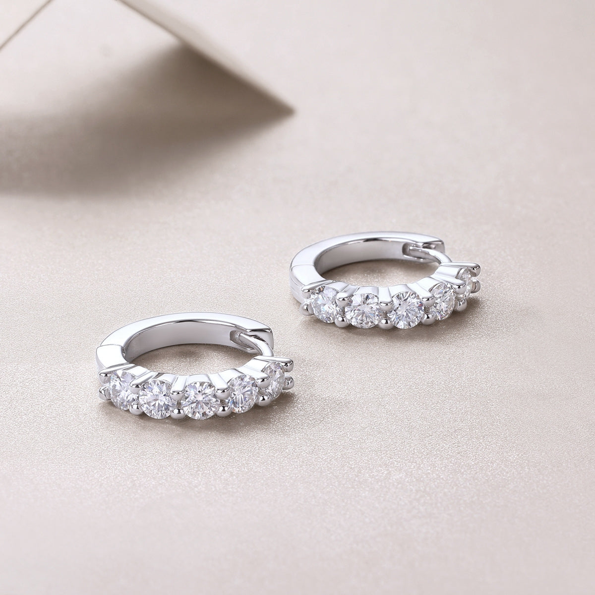 Elegant Geometric Sterling Silver Moissanite Hoop Earrings