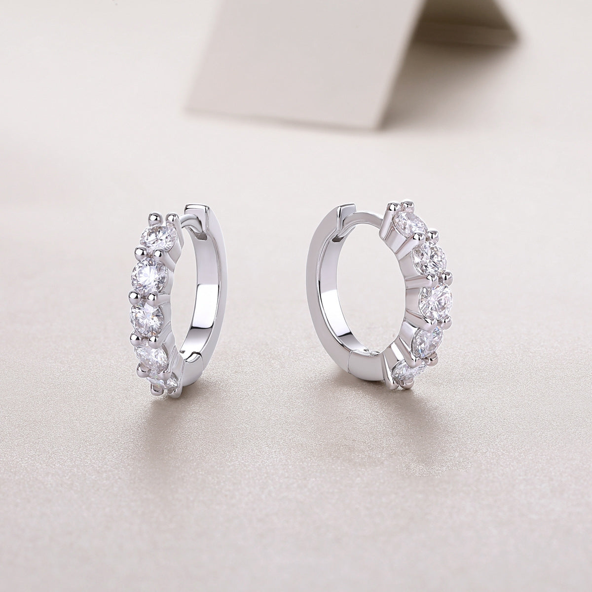 Elegant Geometric Sterling Silver Moissanite Hoop Earrings