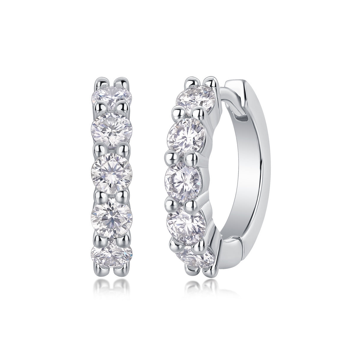 Elegant Geometric Sterling Silver Moissanite Hoop Earrings