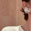 Elegant Flower Inlay Copper Pearl Zircon Stud Earrings for Women