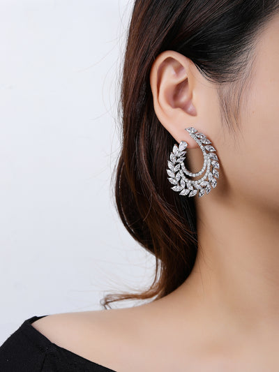 Elegant Geometric Zircon Inlay Bridal Earrings