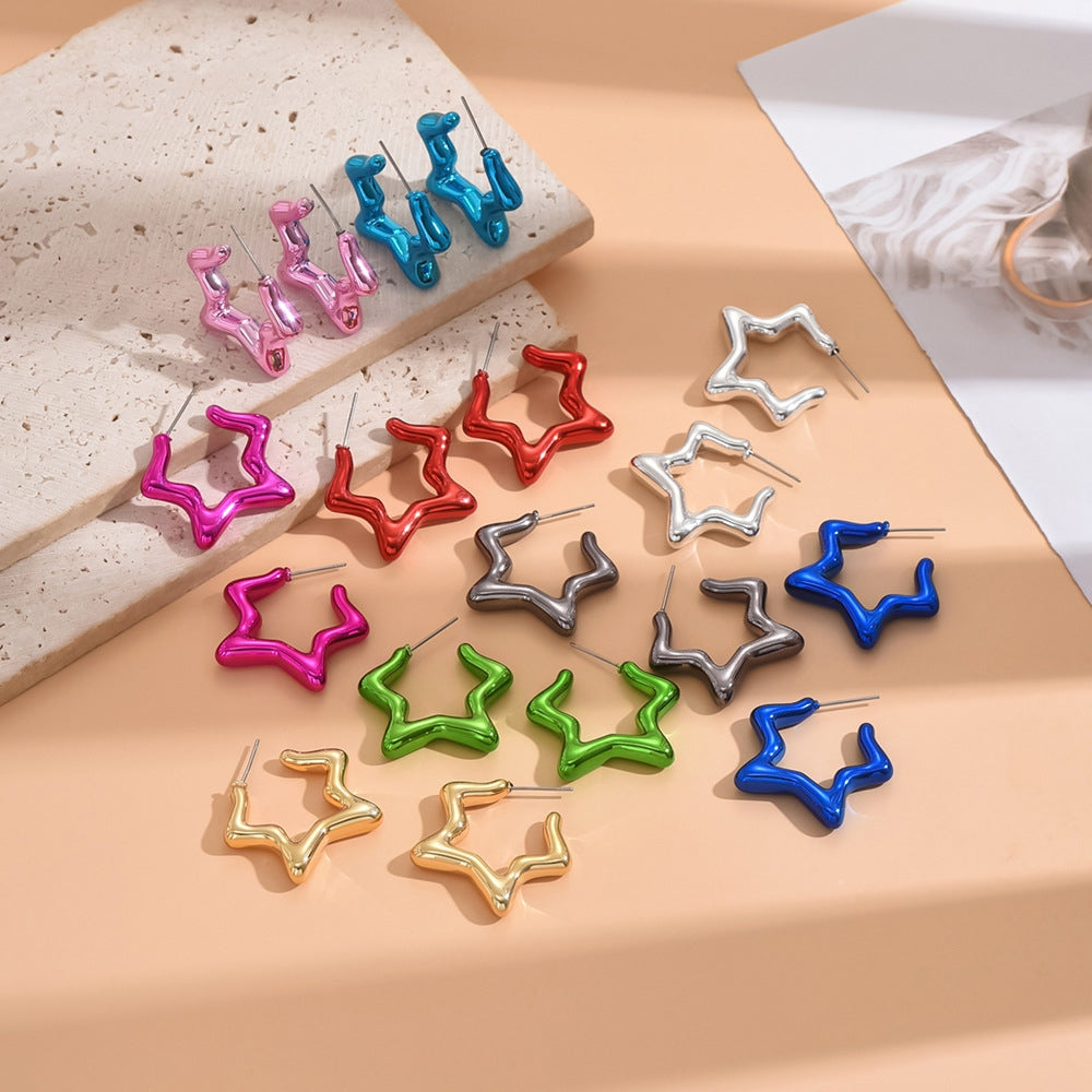 Elegant Pentagram Geometric Acrylic Stud Earrings