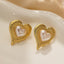 Elegant Baroque Pearl Heart Stainless Steel Earrings