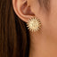 Elegant Retro Sun Face Stud Earrings - 2024 European & American Design Luxury Jewelry