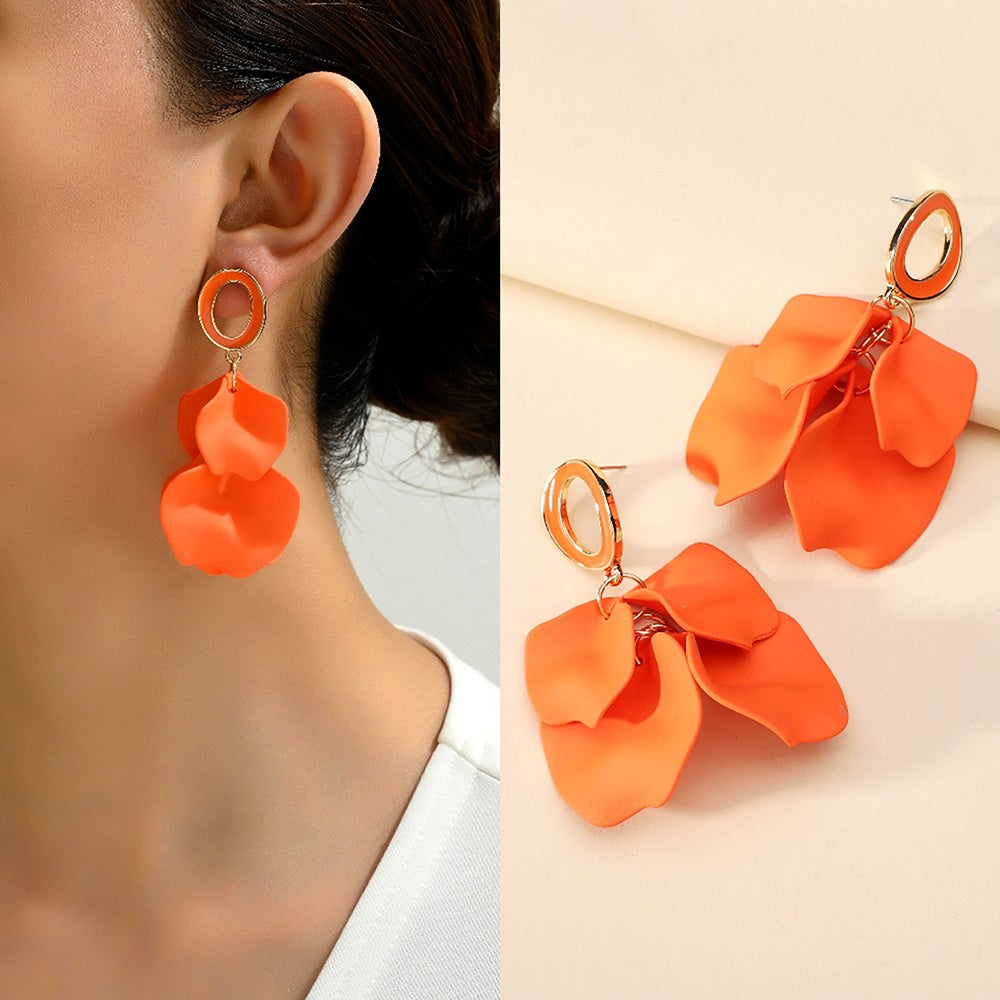 Elegant Petal Zinc Alloy Acrylic Dangle Earrings