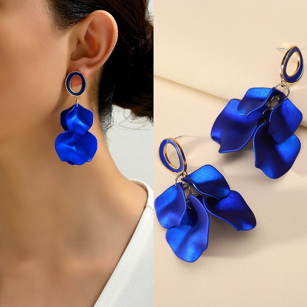 Elegant Petal Zinc Alloy Acrylic Dangle Earrings