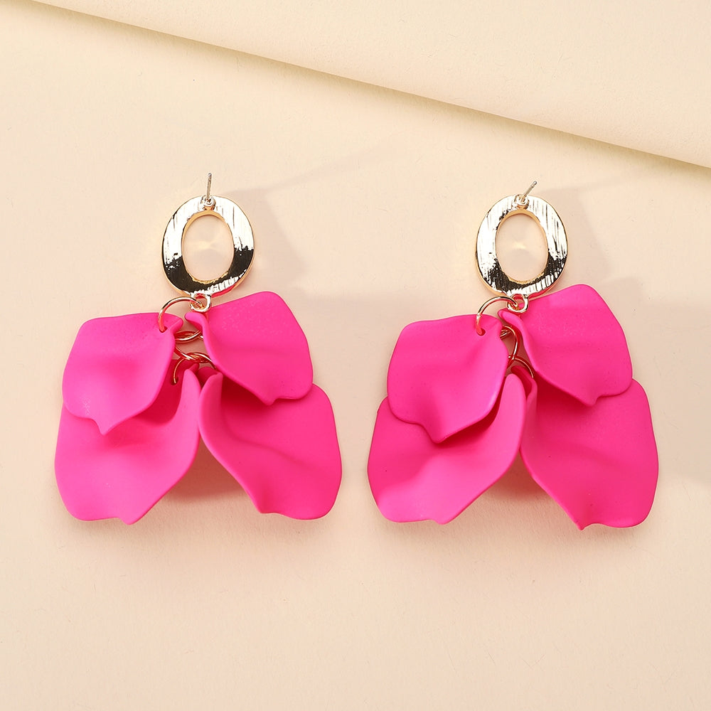 Elegant Petal Zinc Alloy Acrylic Dangle Earrings