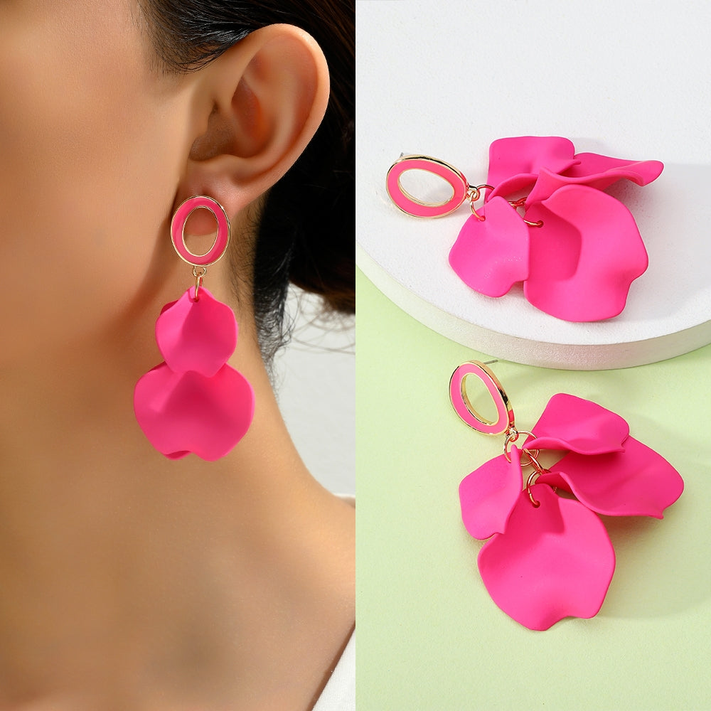 Elegant Petal Zinc Alloy Acrylic Dangle Earrings