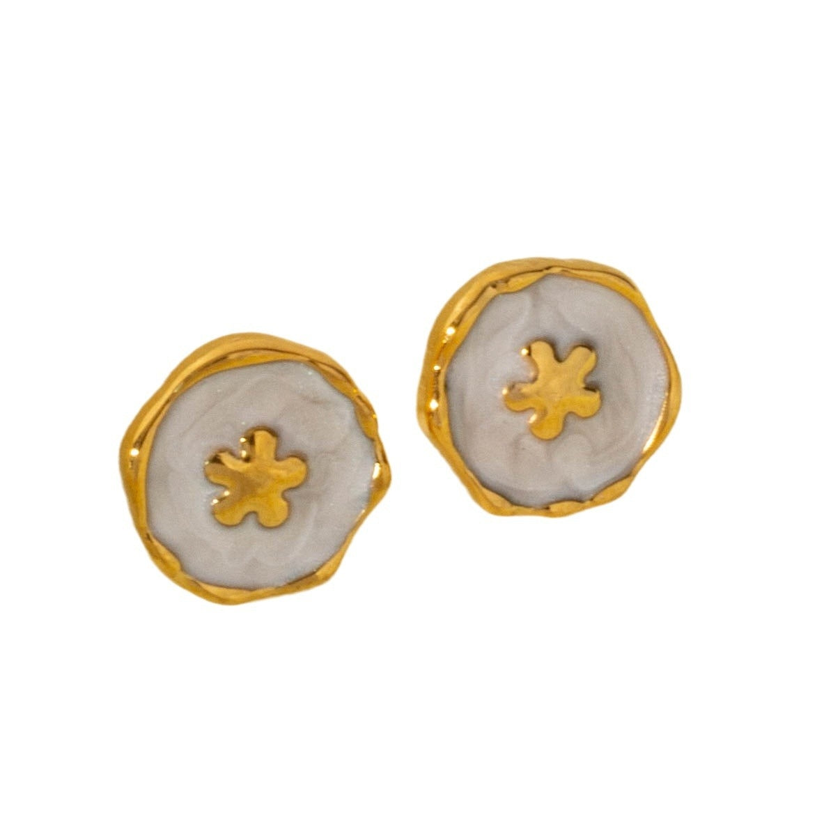 Elegant Round Flower Stainless Steel Stud Earrings - Vintage Luxury Design