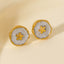 Elegant Round Flower Stainless Steel Stud Earrings - Vintage Luxury Design