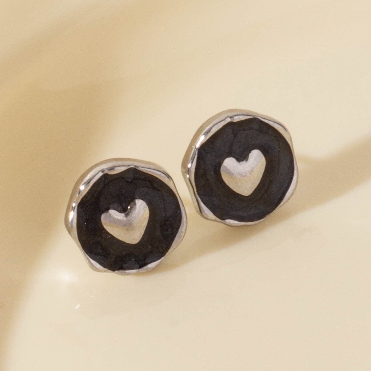 Elegant Heart Shape Stainless Steel Stud Earrings