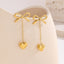 1 Pair Elegant Heart Shape Bow Knot Titanium Steel Pearl 18K Gold Plated Drop Earrings