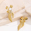 1 Pair Elegant Heart Shape Bow Knot Titanium Steel Pearl 18K Gold Plated Drop Earrings