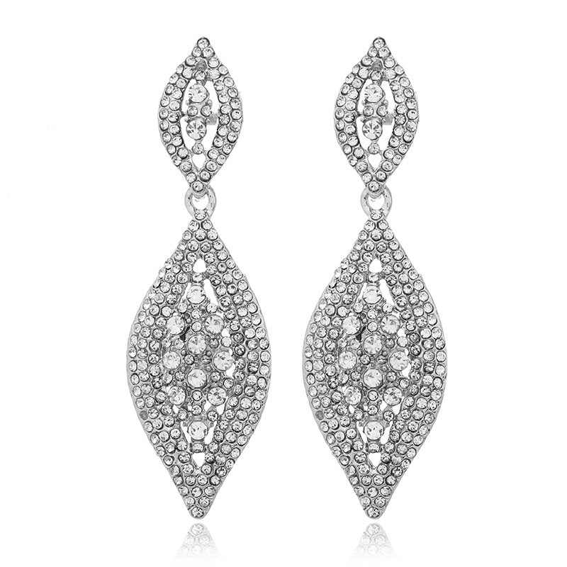 Elegant Geometric Alloy Water Drop Crystal Clip-On Earrings