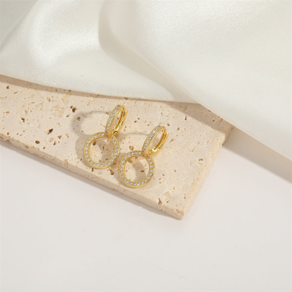 Elegant Heart Shape 14K Gold Plated Zircon Stud Earrings