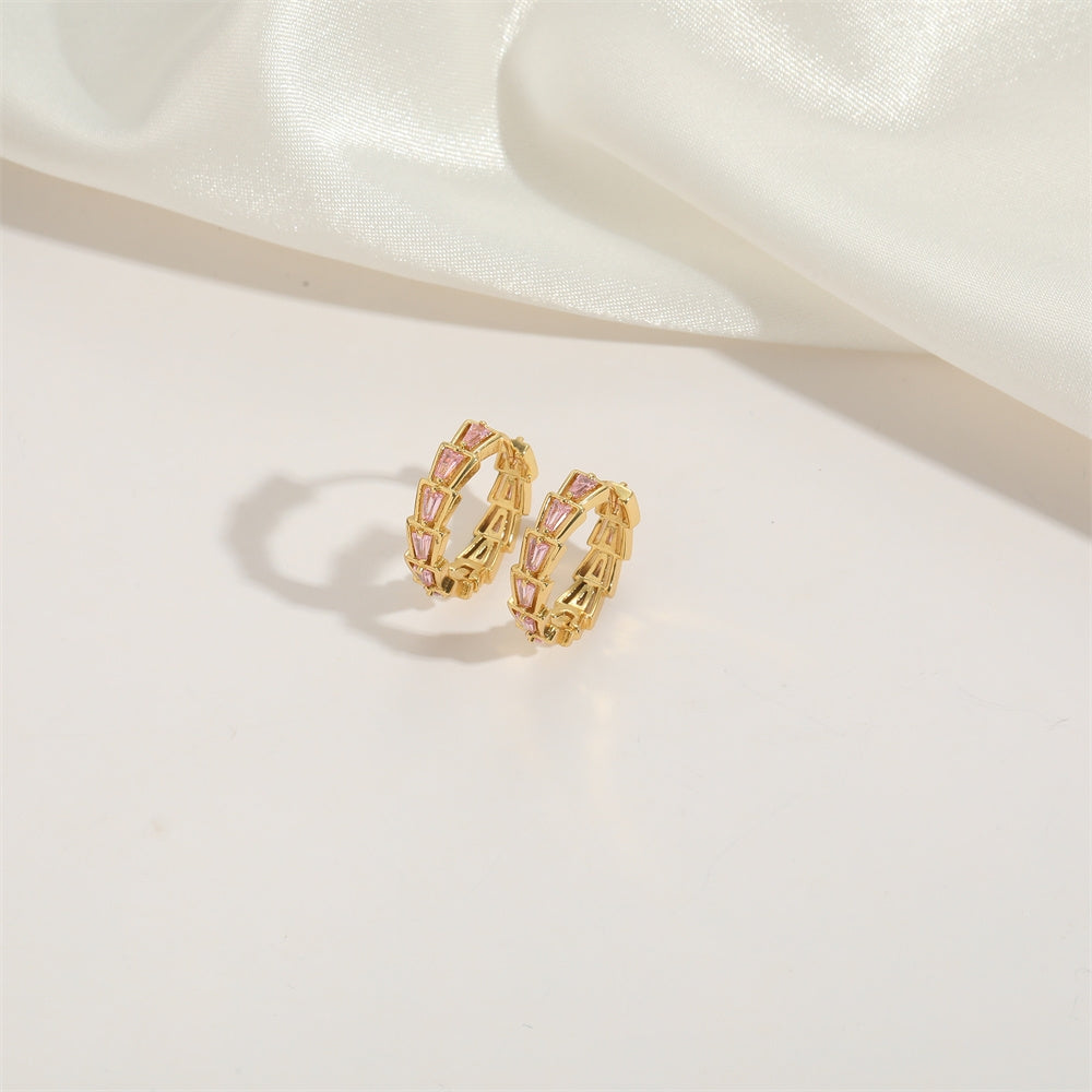 Elegant Triangle Zircon 14K Gold Plated Hoop Earrings