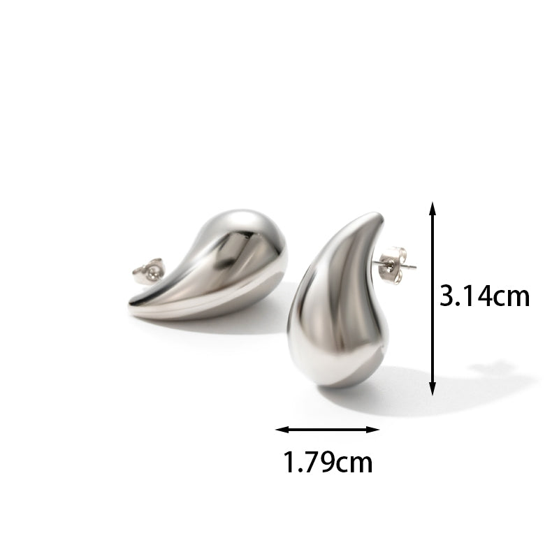 1 Pair Elegant Simple Style Water Droplets 304 Stainless Steel Ear Studs