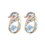 Elegant Geometric Snake Copper Stud Earrings with Rhinestones