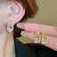 Elegant Geometric Snake Copper Stud Earrings with Rhinestones