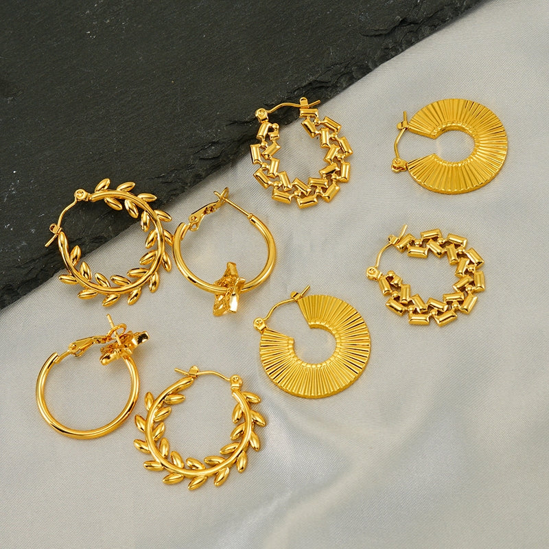 Elegant Gold Plated Stainless Steel Vintage Design Earrings for Women