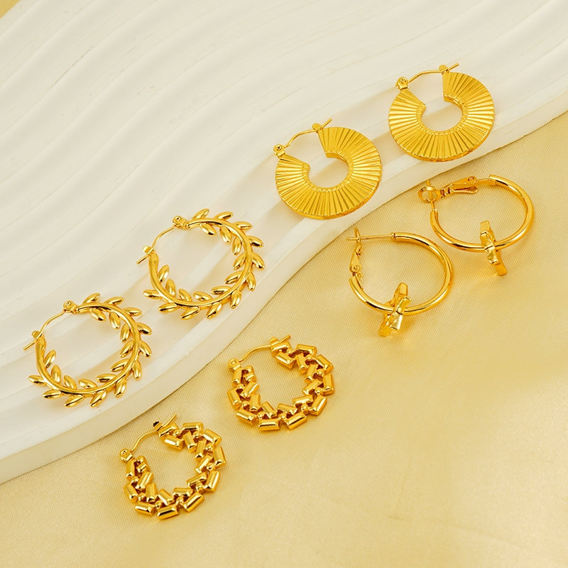 Elegant Gold Plated Stainless Steel Vintage Design Earrings for Women